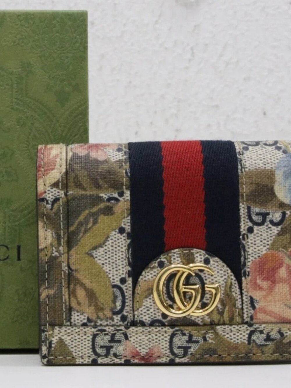 Gucci Ophidia GG Water Flora Supreme Double G Logo Card Holder